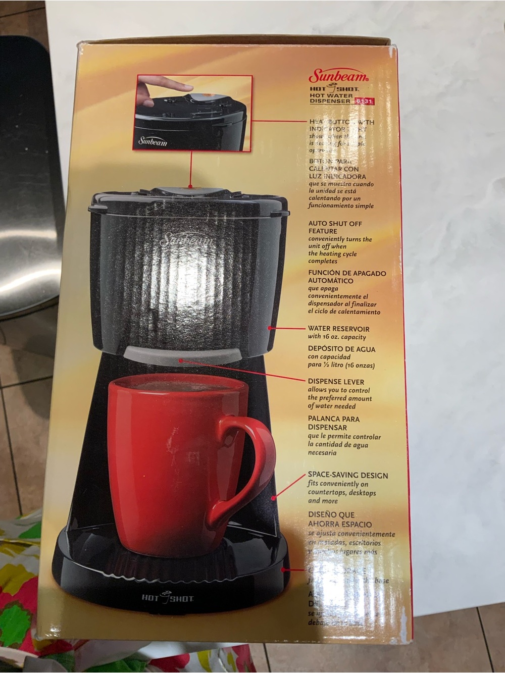 Sunbeam 6131 HOT SHOT WATER dispenser 16oz Black - Picture 3 of 7